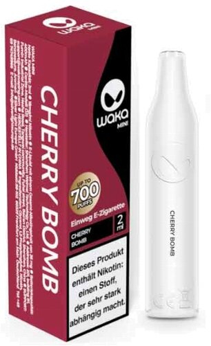 Waka Mini 700 Einweg E-Zigarette Cherry Bomb 18mg Nikotin Waka Mini 700 Einweg E-Zigarette Cherry Bomb 18mg Nikotin