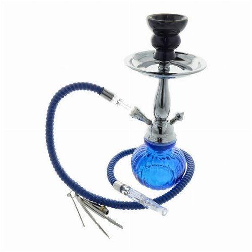 Wasserpfeife mit 1 Anschluss 24 cm Blau