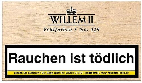 Willem II Zigarillos Fehlfarben 429 Sumatra 50er Willem II Zigarillos Fehlfarben 429 Sumatra 50er