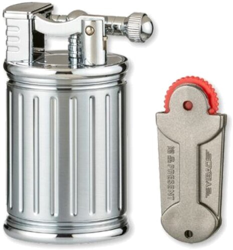 Winjet Tischfeuerzeug Steinzündung mit Ersatzfeuersteine Silber