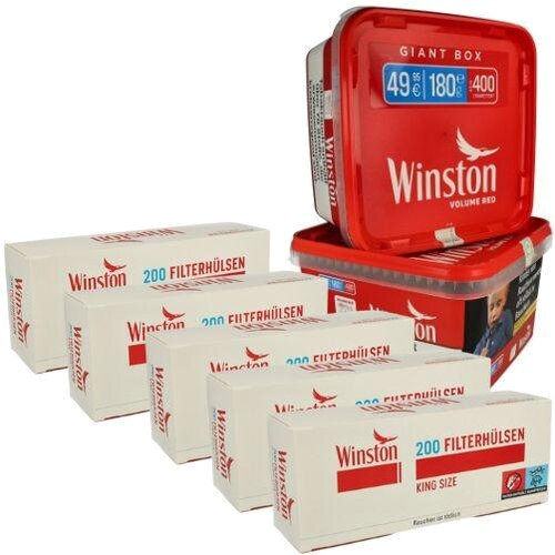 Winston 330g Tabak Sparpaket ( 2 x Winston 165g & 5 x 200 Stück Winston Hülsen ) Winston 330g Tabak Sparpaket ( 2 x Winston 165g & 5 x 200 Stück Winston Hülsen )