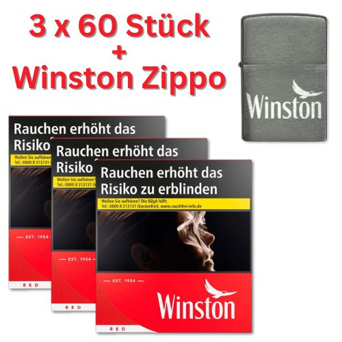 Winston Zigaretten (3x60) + Winston Zippo