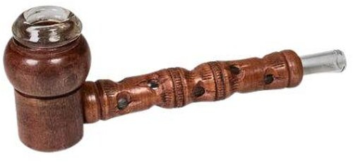 Woodoo Holzpfeife mit Glaseinsatz Braun Matt