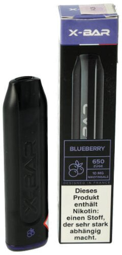 X-Bar Einweg E-Shisha Blueberry 10mg ca. 650 Züge X-Bar Einweg E-Shisha Blueberry 10mg ca. 650 Züge