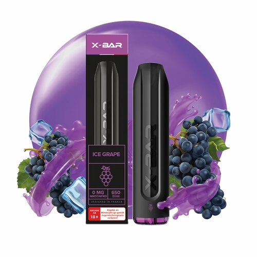 X-Bar Einweg E-Shisha Ice Grape 10mg ca. 650 Züge X-Bar Einweg E-Shisha Ice Grape 10mg ca. 650 Züge