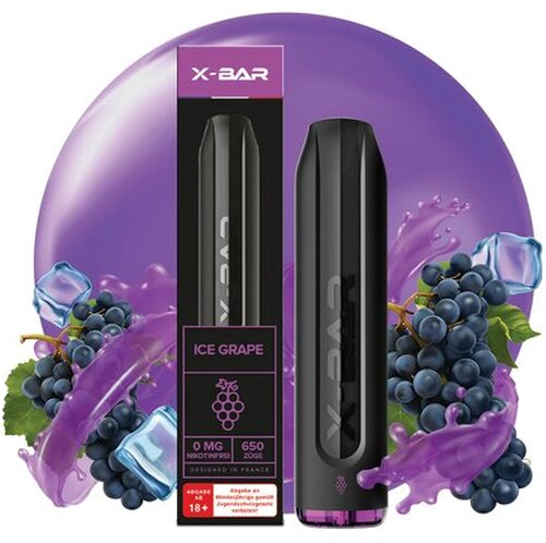 X-Bar Einweg E-Shisha Ice Grape 20mg ca. 650 Züge X-Bar Einweg E-Shisha Ice Grape 20mg ca. 650 Züge