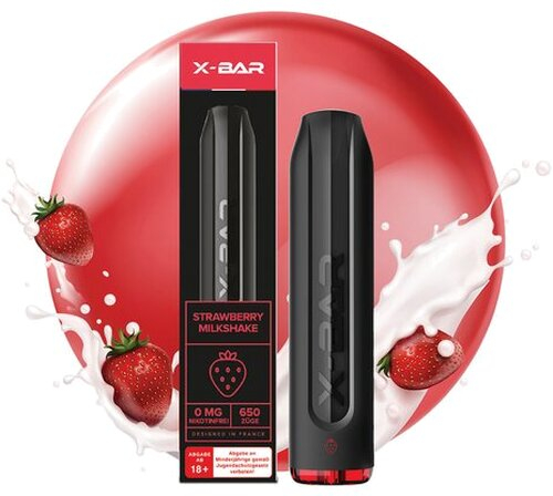 X-Bar Einweg E-Shisha Strawberry Milkshake 0mg ca. 650 Züge X-Bar Einweg E-Shisha Strawberry Milkshake 0mg ca. 650 Züge