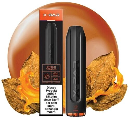 X-Bar Einweg E-Shisha Tobacco Extract 10mg ca. 650 Züge X-Bar Einweg E-Shisha Tobacco Extract 10mg ca. 650 Züge