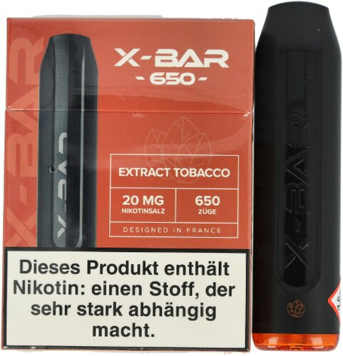 X-Bar Mini Einweg E-Zigarette Extract Tobacco 20mg X-Bar Mini Einweg E-Zigarette Extract Tobacco 20mg