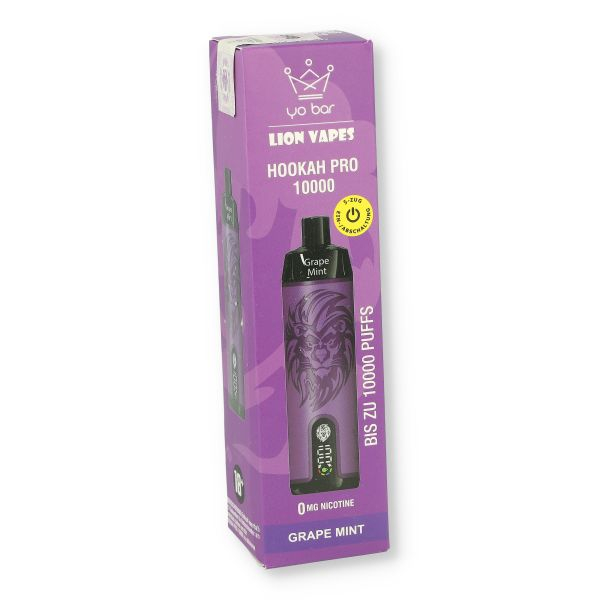 Yo Bar X Lion Vapes Grape Mint Einweg E-Zigarette 0mg