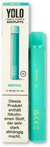 Yolo Bar 600  Einweg E-Zigarette Menthol Aroma 20mg Yolo Bar 600  Einweg E-Zigarette Menthol Aroma 20mg