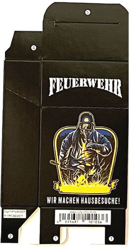 Zigaretten-Faltschachtel Feuerwehr Wir machen Hausbesuche Motiv 25er
