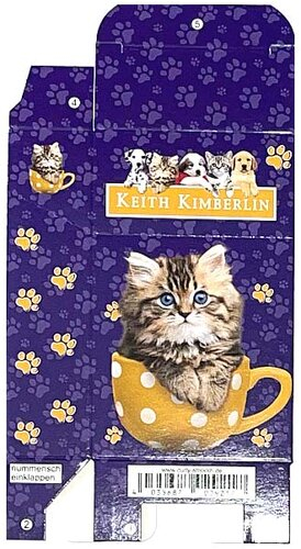Zigaretten-Faltschachtel Keith Kimberlin Katze-Lila Motiv 25er