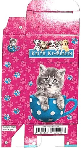 Zigaretten-Faltschachtel Keith Kimberlin Katze rosa Motiv 20er