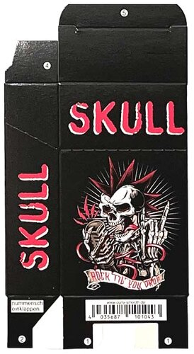 Zigaretten-Faltschachtel Skull rot-weiß 20er Zigaretten-Faltschachtel Skull rot-weiß 20er