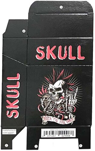 Zigaretten-Faltschachtel Skull rot-weiß Motiv 25er
