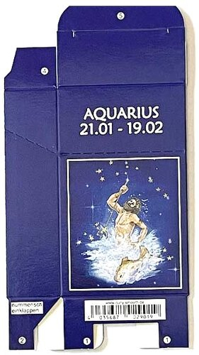 Zigaretten-Faltschachtel Sternzeichen Aquarius/Wassermann Motiv 20er Zigaretten-Faltschachtel Sternzeichen Aquarius/Wassermann Motiv 20er