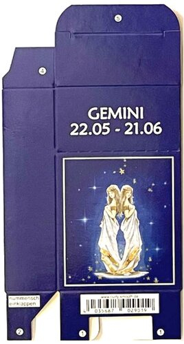 Zigaretten-Faltschachtel Sternzeichen Gemini/Jungfrau Motiv 20er