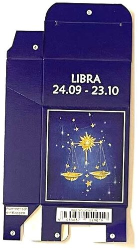 Zigaretten-Faltschachtel Sternzeichen Libra/Waage Motiv 20er Zigaretten-Faltschachtel Sternzeichen Libra/Waage Motiv 20er