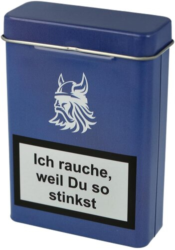 Zigarettenbox Metall Warnhinweis Nr.5 Blau Zigarettenbox Metall Warnhinweis Nr.5 Blau