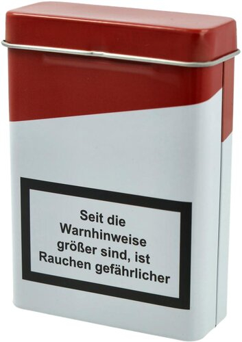 Zigarettenbox Metall Warnhinweis Nr.8 Weiß Rot