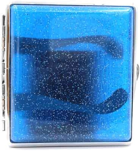 Zigarettenetui Kunststoff Transparent Glitzer Blau 18er Zigarettenetui Kunststoff Transparent Glitzer Blau 18er