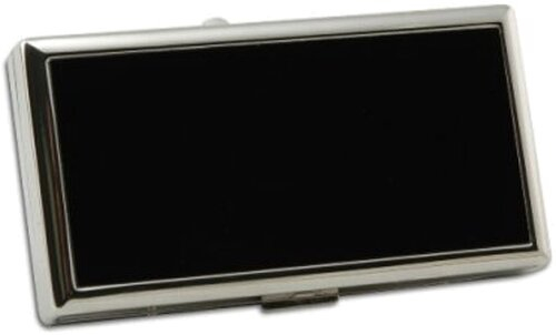 Zigarettenetui Metall Pearl schwarz silber mit Clip 100mm