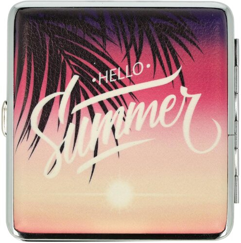 Zigarettenetui Metall Slogans Hello Summer mit Gummiband Zigarettenetui Metall Slogans Hello Summer mit Gummiband
