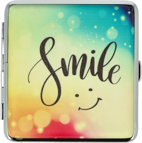 Zigarettenetui Metall Slogans Smile mit Gummiband Zigarettenetui Metall Slogans Smile mit Gummiband