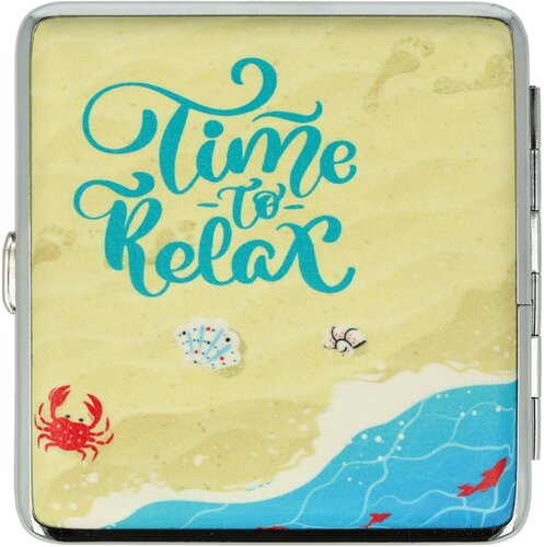 Zigarettenetui Metall Slogans Time to relax mit Gummiband Zigarettenetui Metall Slogans Time to relax mit Gummiband