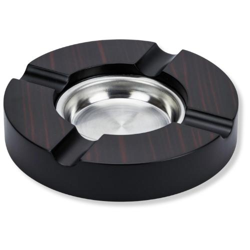 Zigarrenascher rund Ebony Finish matt mit Metalleinsatz Höhe 3cm Durchmesser 16cm Zigarrenascher rund Ebony Finish matt mit Metalleinsatz Höhe 3cm Durchmesser 16cm