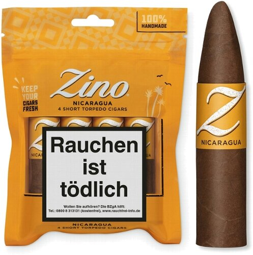 ZINO Nicaragua Short Torpedo Zigarren 4 Stück Humibag