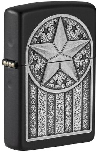 Zippo Feuerzeug American Metal Black Matte Emblem Design Schwarz/Silber Zippo Feuerzeug American Metal Black Matte Emblem Design Schwarz/Silber