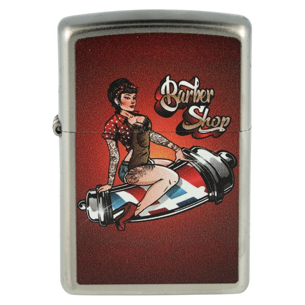 Zippo Feuerzeug Barber Shop Pin-up satiniert Zippo Feuerzeug Barber Shop Pin-up satiniert
