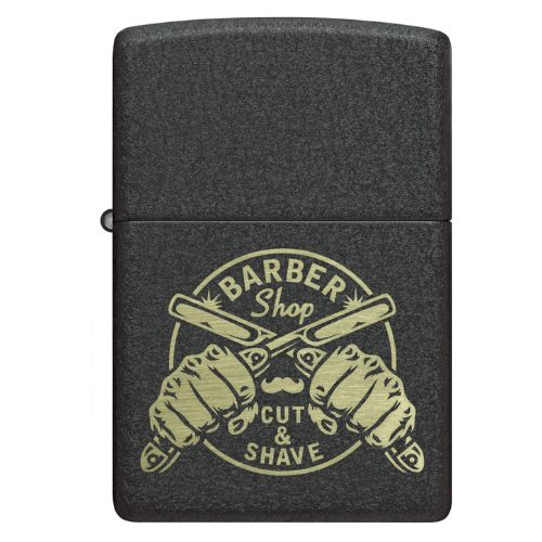 Zippo Feuerzeug Black Crackle gelasert Barber Shop Zippo Feuerzeug Black Crackle gelasert Barber Shop