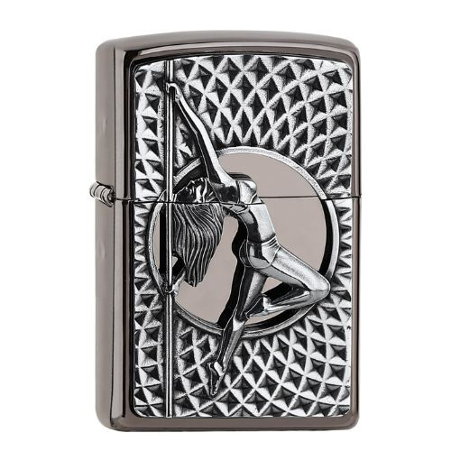 Zippo Feuerzeug Black Ice Plakette Dance Girl Zippo Feuerzeug Black Ice Plakette Dance Girl