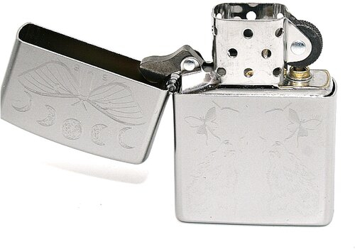 Zippo Feuerzeug Butterfly & Wolf Design Satin Chrom Zippo Feuerzeug Butterfly & Wolf Design Satin Chrom