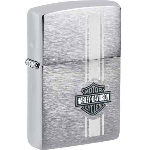 Zippo Feuerzeug chrom gebürstet color H.D. Logo vert.Stripe Zippo Feuerzeug chrom gebürstet color H.D. Logo vert.Stripe
