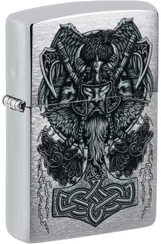 Zippo Feuerzeug chrom gebürstet color Viking