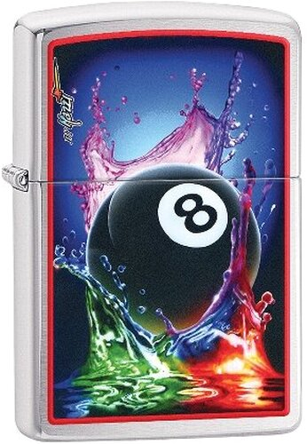 Zippo Feuerzeug chrom gebürstet Mazzi Eight Ball