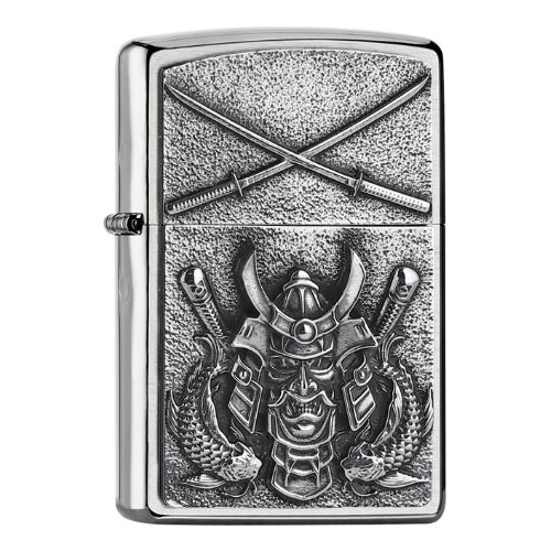 Zippo Feuerzeug Chrom gebürstet Plakette Samurai Zippo Feuerzeug Chrom gebürstet Plakette Samurai