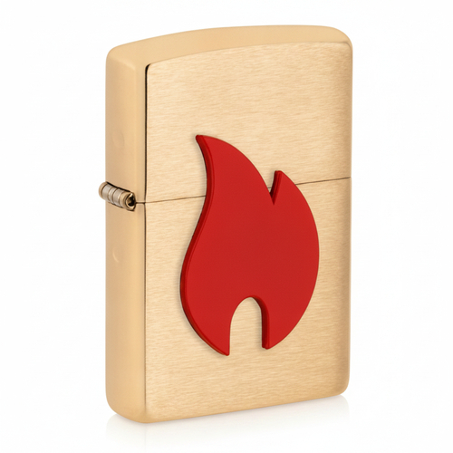 Zippo Feuerzeug Emblem Big Flame Red messing gebürstet