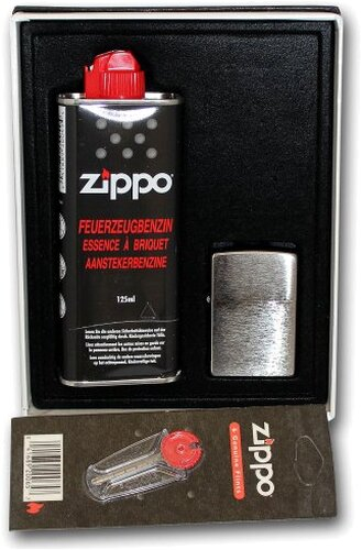 Zippo Feuerzeug Geschenk-Set Chrom Brushed