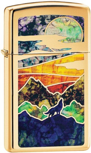 Zippo Feuerzeug Howling Wolf Design Gold Zippo Feuerzeug Howling Wolf Design Gold