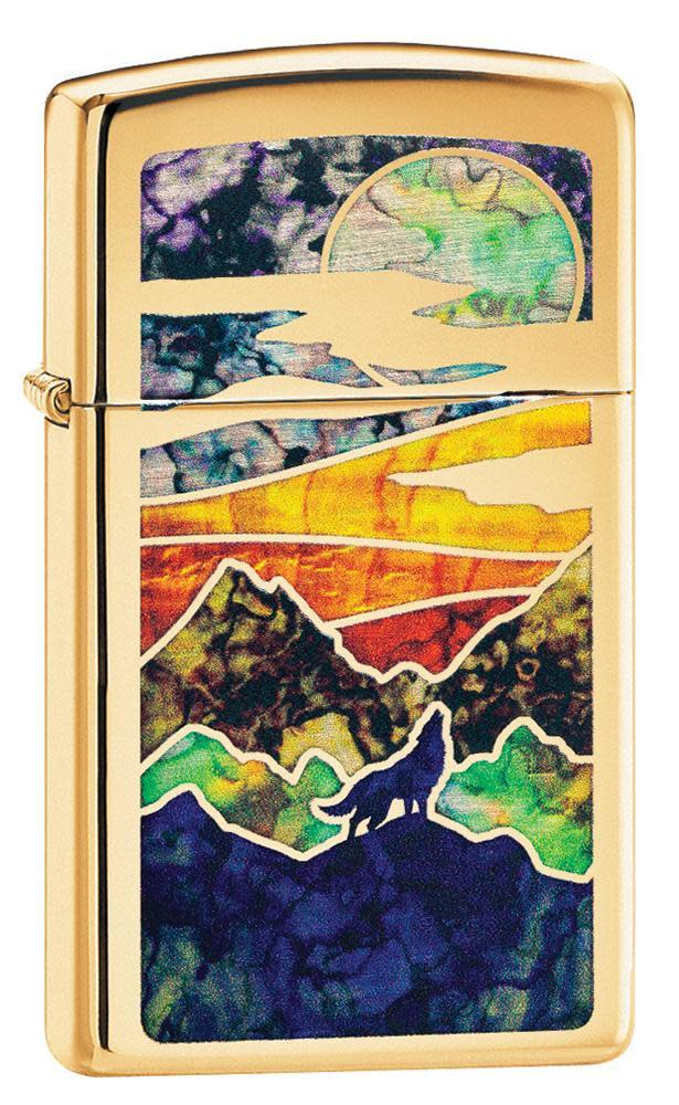 Zippo Feuerzeug Howling Wolf Design Gold Zippo Feuerzeug Howling Wolf Design Gold