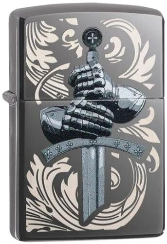 Zippo Feuerzeug Knights Gloves Design Chrom/Schwarz