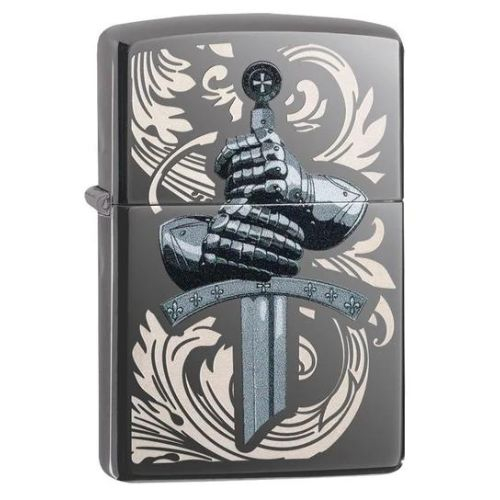 Zippo Feuerzeug Knights Gloves Design Chrom/Schwarz Zippo Feuerzeug Knights Gloves Design Chrom/Schwarz