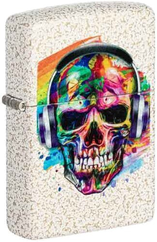  Zippo Feuerzeug Mercury Glass color Skull Headphones Design