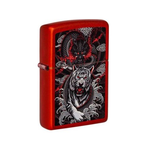 Zippo Feuerzeug Metallic Red color Dragon Tiger Zippo Feuerzeug Metallic Red color Dragon Tiger