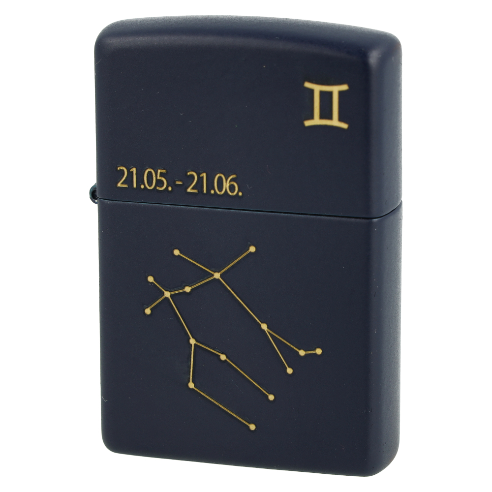Zippo Feuerzeug Navy Blau matt gelasert Gemini Zippo Feuerzeug Navy Blau matt gelasert Gemini